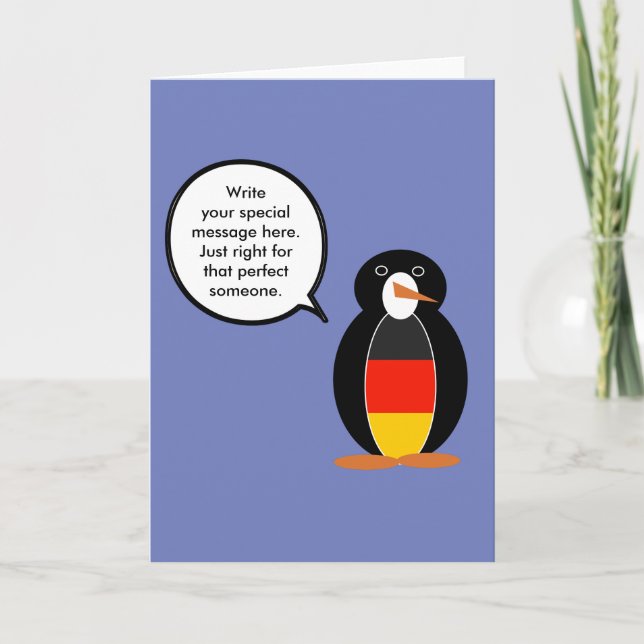 Tarjeta Bandera alemana hablando a la Sra. Penguin (Anverso)