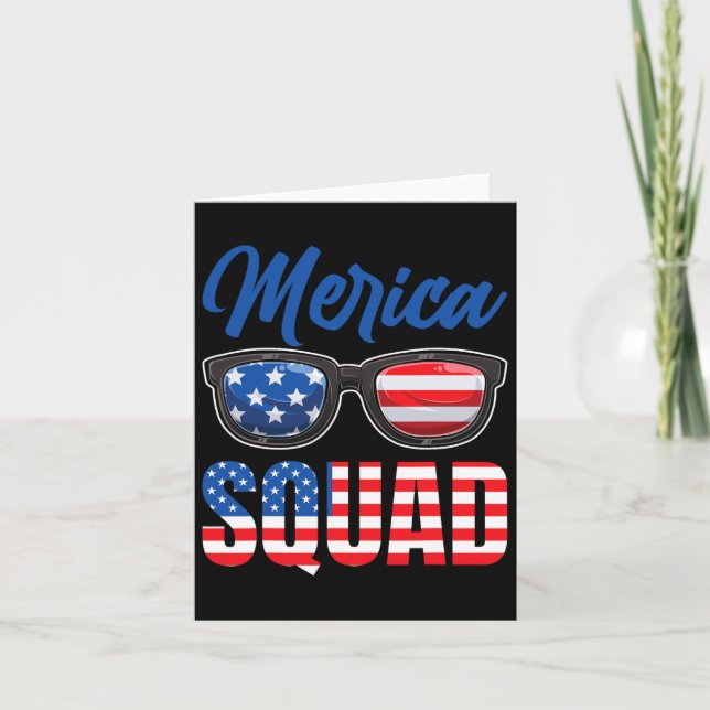 Tarjeta Bandera Americana 4 De Julio Merica Squad  (Anverso)