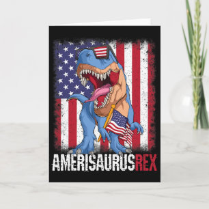 Tarjeta Bandera Americana 4 De Julio Usa Dino Amerisaurus 
