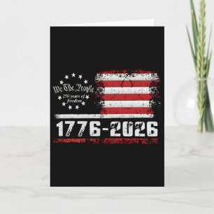 Tarjeta Bandera Americana 4 De Julio Vintage 250 Años 1776