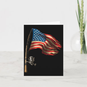 Tarjeta Bandera Americana Amantes De La Pesca Pescador Div