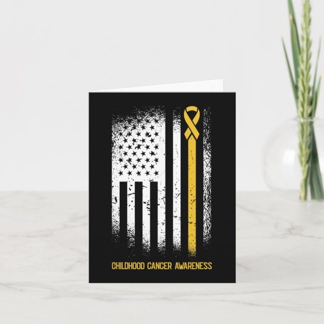 Tarjeta Bandera Americana Cáncer de Niños Cáncer Cinta Wa (Anverso)