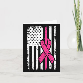 Tarjeta Bandera americana Cinta rosa Conciencia sobre el c