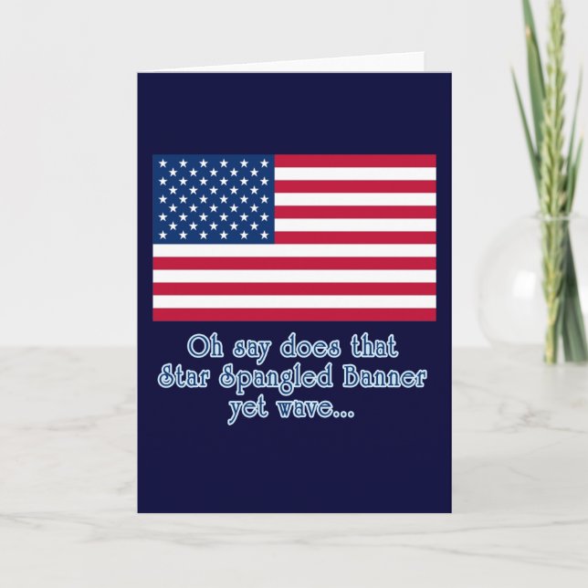 Tarjeta Bandera americana con cita Spangled estrella de la (Anverso)