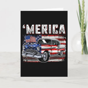 Tarjeta Bandera Americana De América Coche Antiguo 4 De Ju