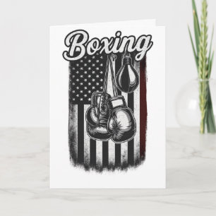 Tarjeta Bandera Americana de Boxeo Vintage Retro