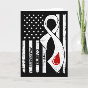 Tarjeta Bandera Americana de cinta gris Vintage Diabetes T