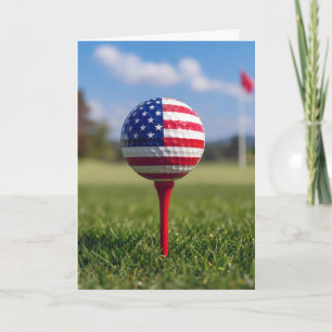 Tarjeta Bandera Americana de Cumpleaños en una Bola de Gol
