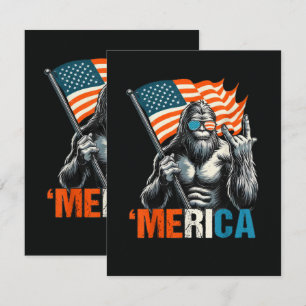 Tarjeta Bandera Americana de Roca Bigfoot Merica