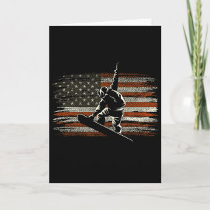 Tarjeta Bandera Americana De Snowboarding Para Esquiador D