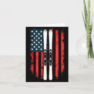 Tarjeta bandera americana esqui alpino esquiador bandera a
