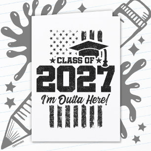 Tarjeta Bandera Americana Graduación Clase Superior 2027