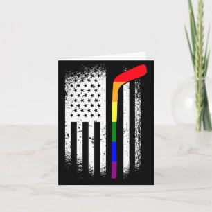 Tarjeta Bandera Americana Hockey Lgbt-Q Bate de Arcoíris O