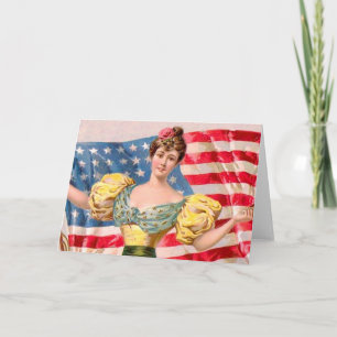 Tarjeta Bandera Americana Lady Liberty Independencia 