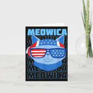 Tarjeta bandera americana meme de gato divertido patriótic