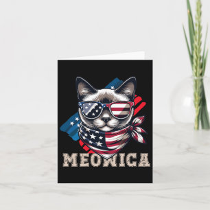 Tarjeta Bandera Americana Meme De Gato Gracioso Patriótico