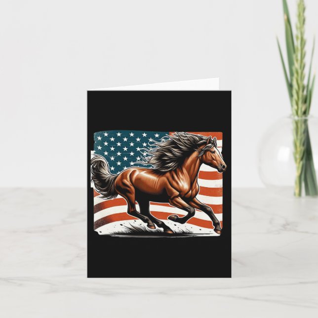 Tarjeta Bandera Americana Patriótica Caballo de Caballo Mo (Anverso)