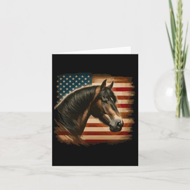 Tarjeta Bandera Americana Patriótica Caballo de Caballo Mo (Anverso)