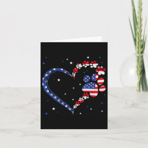 Tarjeta Bandera Americana Patriótica Perro Gato Huella De