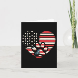 Tarjeta Bandera Americana Patriótica Perro Y Gato Huella D