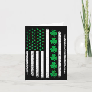 Tarjeta Bandera americana retro con tréboles para st patri