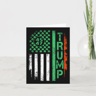 Tarjeta Bandera Americana Trump 45 47 Día de San Patricio