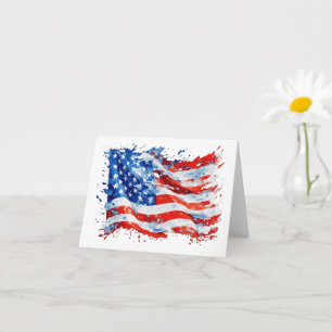 Tarjeta Bandera Americana USA Acuarela 4 de Julio