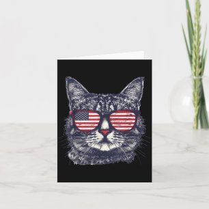 Tarjeta Bandera Americana USA Rojo Blanco Azul Gato Patrió