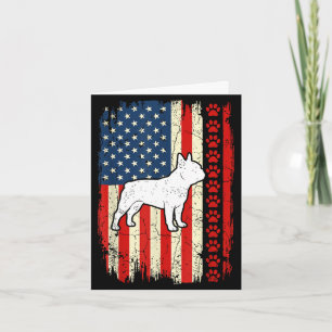 Tarjeta Bandera americana vintage bulldog francés patrióti