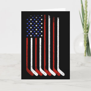 Tarjeta Bandera Americana Vintage de Hockey sobre Hielo pa
