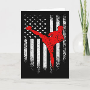 Tarjeta Bandera Americana Vintage Usa Luchador De Mma Kick