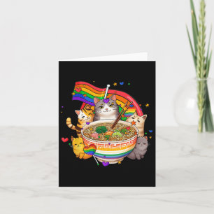 Tarjeta Bandera Arcoiris Gatos Ramen Anime Orgullo Gay Mes