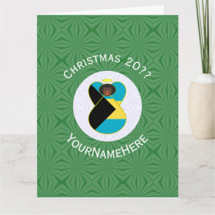 Tarjeta Bandera bahameña Navidades de ángel negro personal