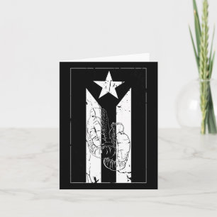 Tarjeta Bandera Blanca Y Negra De Puerto Rico Con Guante D