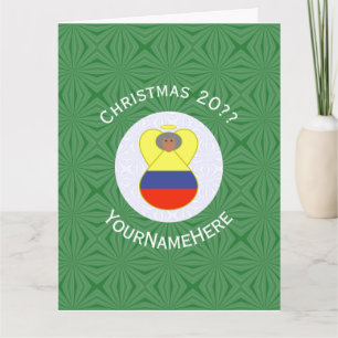Tarjeta Bandera Colombiana Abuela Ángel Navidad Personaliz