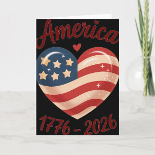 Tarjeta Bandera Corazón 1776 2026 4 de julio Cumpleaños 25