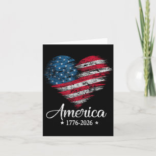 Tarjeta Bandera de América Corazón 1776 2026 4 de Julio 25
