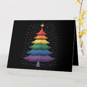Tarjeta Bandera de arcoíris de pijama de árbol de Navidad 
