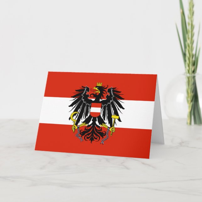 Tarjeta Bandera de Austria con escudo de armas (Anverso)