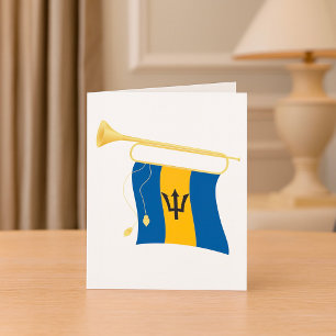 Tarjeta Bandera de Barbados con el Caribe patriótico Bugle