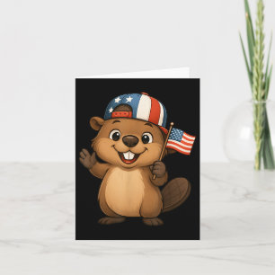 Tarjeta Bandera De Beaver Usa 4 De Julio Día De La Indepen