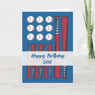 Tarjeta Bandera de Béisbol Nacimiento Azul Blanco Rojo