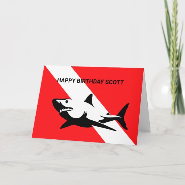 Tarjeta Bandera de buceo de Scuba y cumpleaños de los tibu (Anverso)
