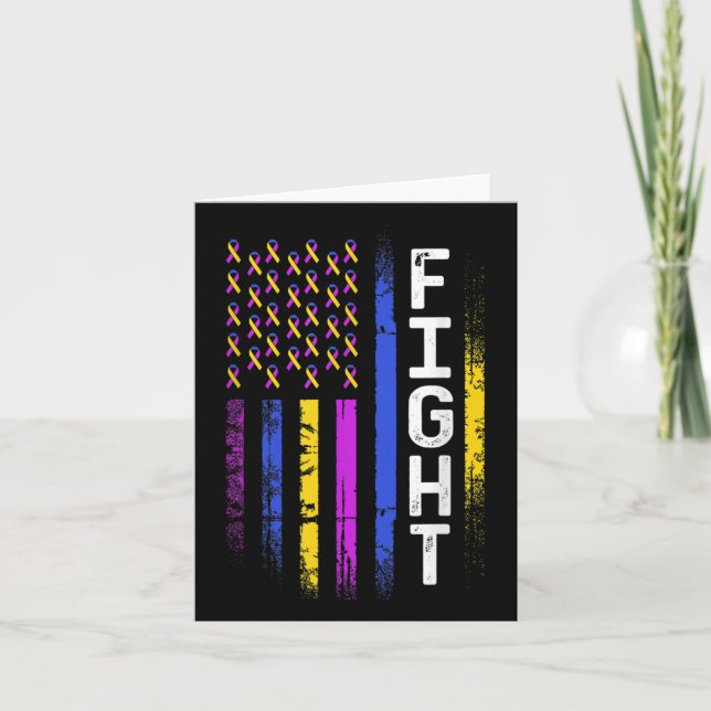 Tarjeta Bandera de cáncer de vejiga Cinta azul morada amar (Anverso)