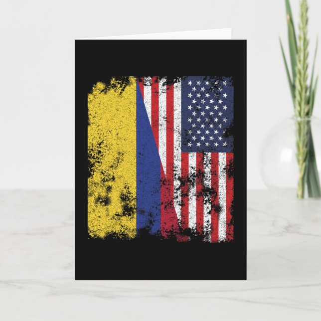 Tarjeta Bandera de Colombia USA - Medio Americano (Anverso)