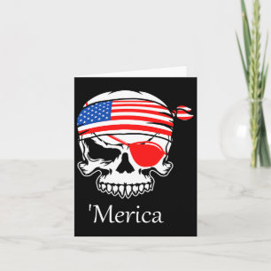 Tarjeta Bandera de cráneo de pirata de América 4 de julio 