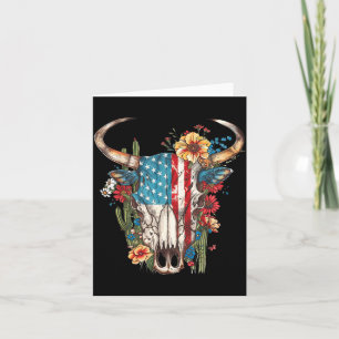 Tarjeta Bandera de cráneo de vaca floral western rodeo pat
