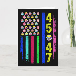 Tarjeta Bandera de EE. UU. con huevos divertidos Trump 45