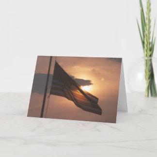 Tarjeta Bandera de Estados Unidos al atardecer