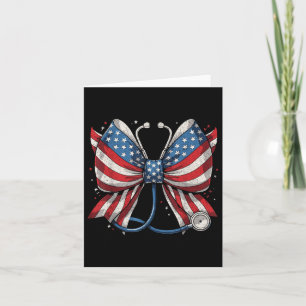 Tarjeta Bandera De Estados Unidos Stethoscope Coquette Bow